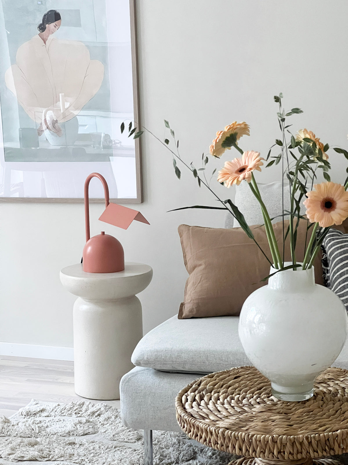 Angol Chunky Table Lamp, Warm Peach